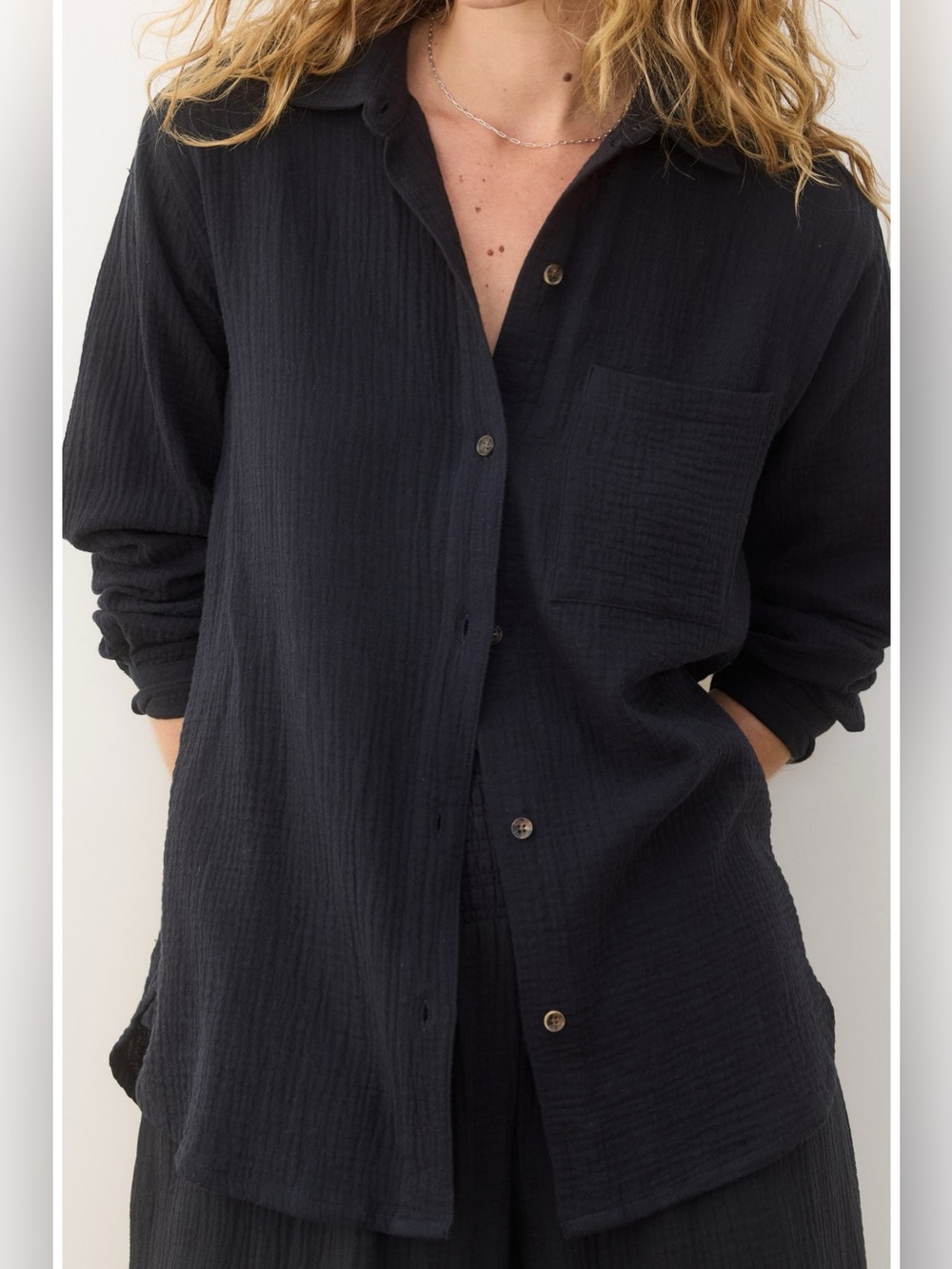 Marine Layer Jane Black Button-Up Long Sleeve Shirt Jacket. Medium. Relaxed fit.